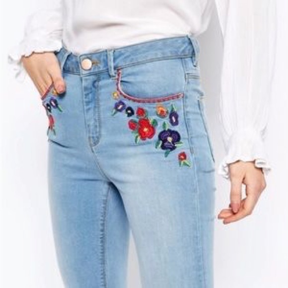 ASOS Floral Embroidered Stretch Skinny Jean 24 - Picture 2 of 7